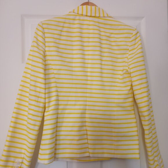 Isaac Mizrahi New York White & Yellow Striped Cotton Blazer - Picture 2 of 12